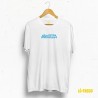 Camiseta blanca con diseño tipográfico "Afouteza", palabra gallega que simboliza valentía y coraje. Estilo agresivo y único.