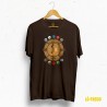 Camiseta marrón con deseño "Nacións Celtas", unha homenaxe á cultura e tradicións celtas.