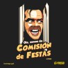 Detalle del estampado: "Ola, somos da comisión de festas" en la escena icónica.