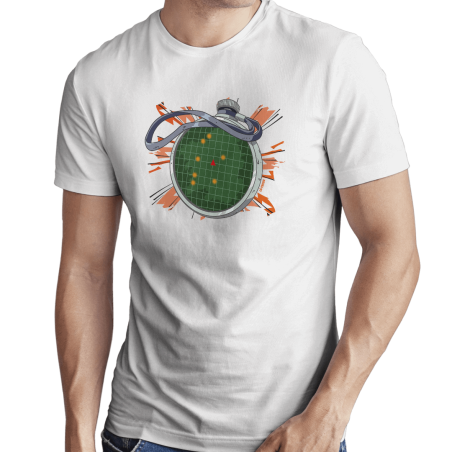 Camiseta blanca con el mapa de Galicia y las Bolas de Dragón localizadas.