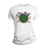 Camiseta de algodón mezclando el universo Dragon Ball con la geografía de Galicia.
