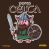 Diseño 'Porco Celta' con cerdo guerrero celta, escudo, casco, espada y ornamentos, homenaje a la raza de cerdo gallega.