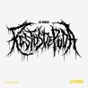 Deseño sarcástico estilo Death Metal con 'Restos de Poda', logo formado por ramas entrelazadas. Unha fusión única e escura!